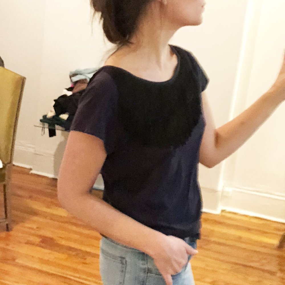 NWT 3.1 Philip Lim Navy 100% Cotton Backless Fringe Tee Shirt Top Dark Blue • S - Picture 11 of 12